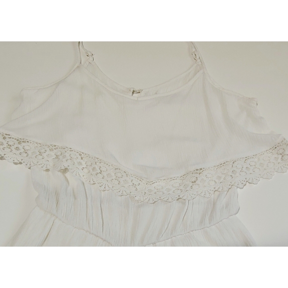 White Romper with Lace Trim Overlay - Picture 2 of 2